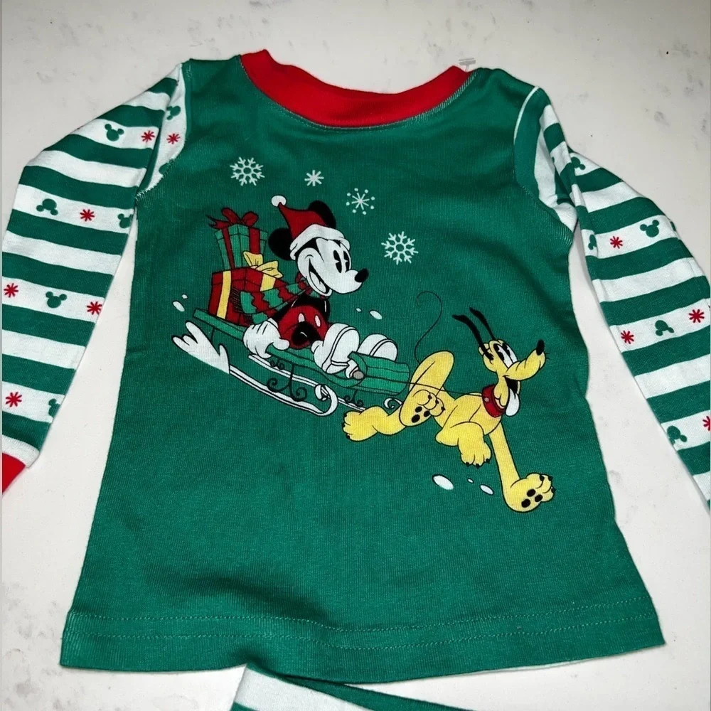 Disney Green and White Striped Kids Pajama Set